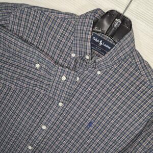 Ralph Lauren Blake Plaid Shirt Men's Small Navy Tartan Button Down